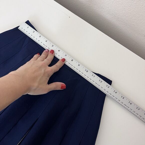 Vintage LL Bean Skirt Womens Eight Petite Wool Midi Pleated Scotland Preppy Blue - Picture 8 of 12